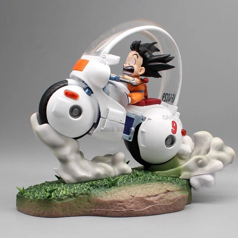 Dragon Ball Goku Anime Figure Kid Son Goku Motorcycle Scene Statue Collectible