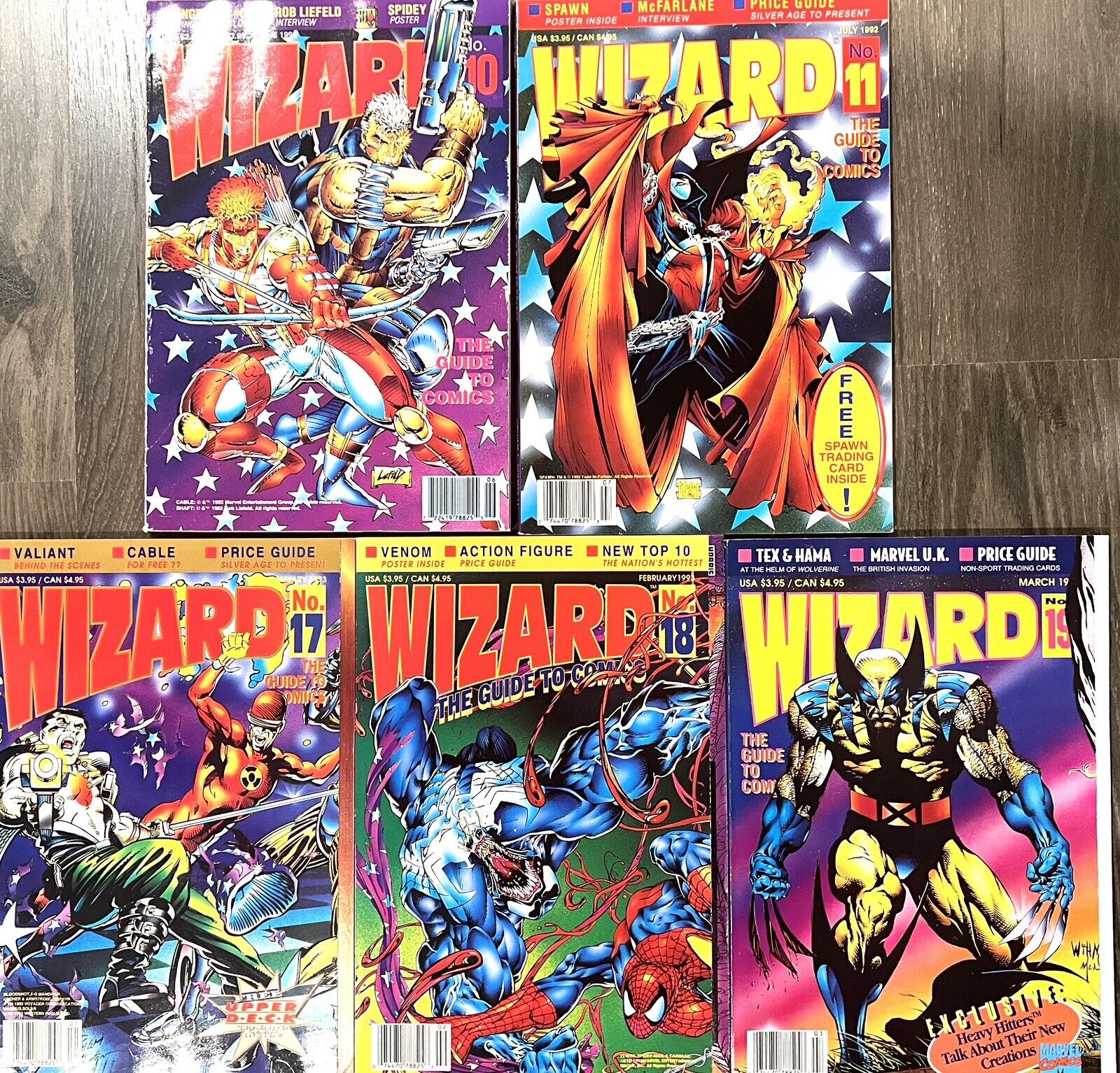 Lot Of 5 WIZARD GUIDE TO COMICS MAGAZINES Wolverine, Spider-Man, Venom, Spawn