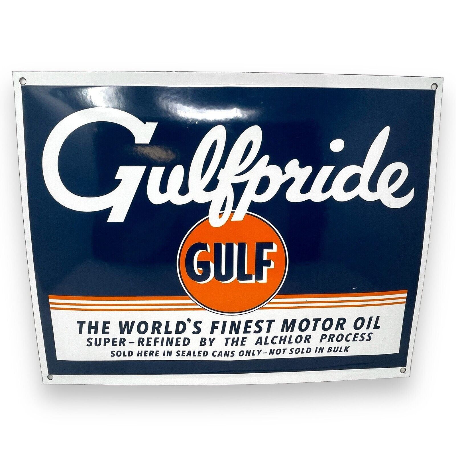 Gulf Motor Oil Gulf Pride Porcelain Enamel Sign Vintage Advertising