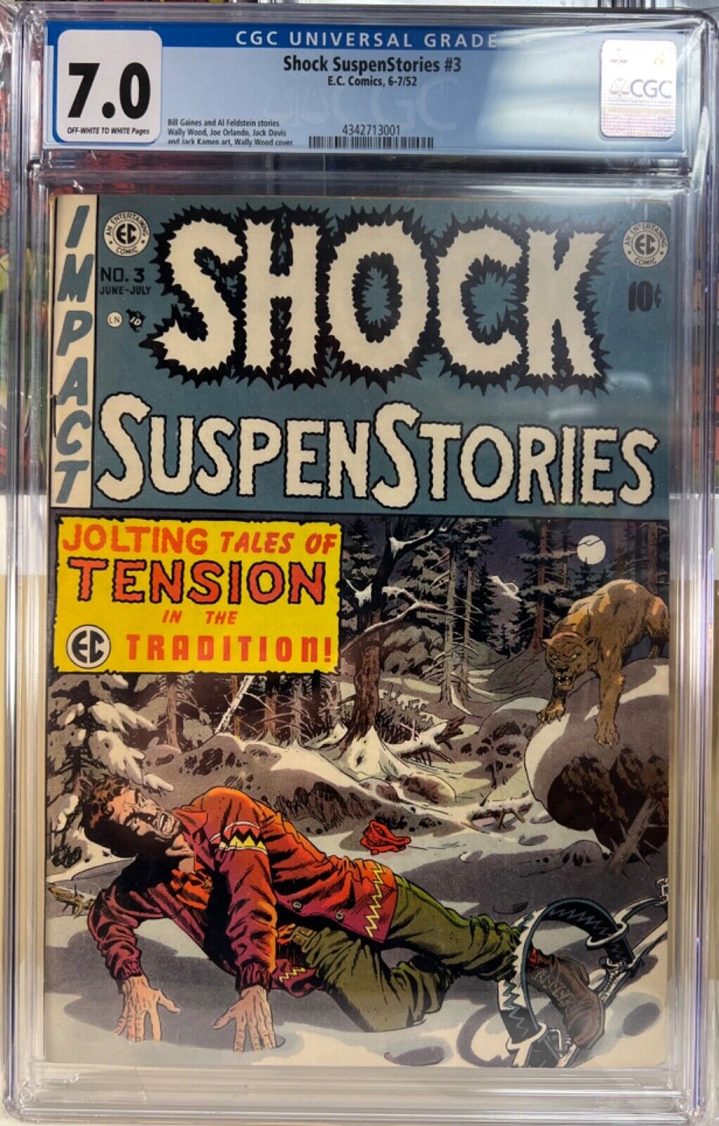 Shock SuspenStories #3 - CGC 7.0 FN/VF OW/W Decapitated head panel (1952)