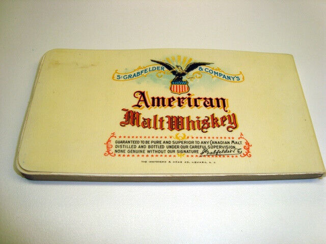 Circa 1902 Grabfelder American Malt Whiskey Celluloid Notebook, Louisville, KY