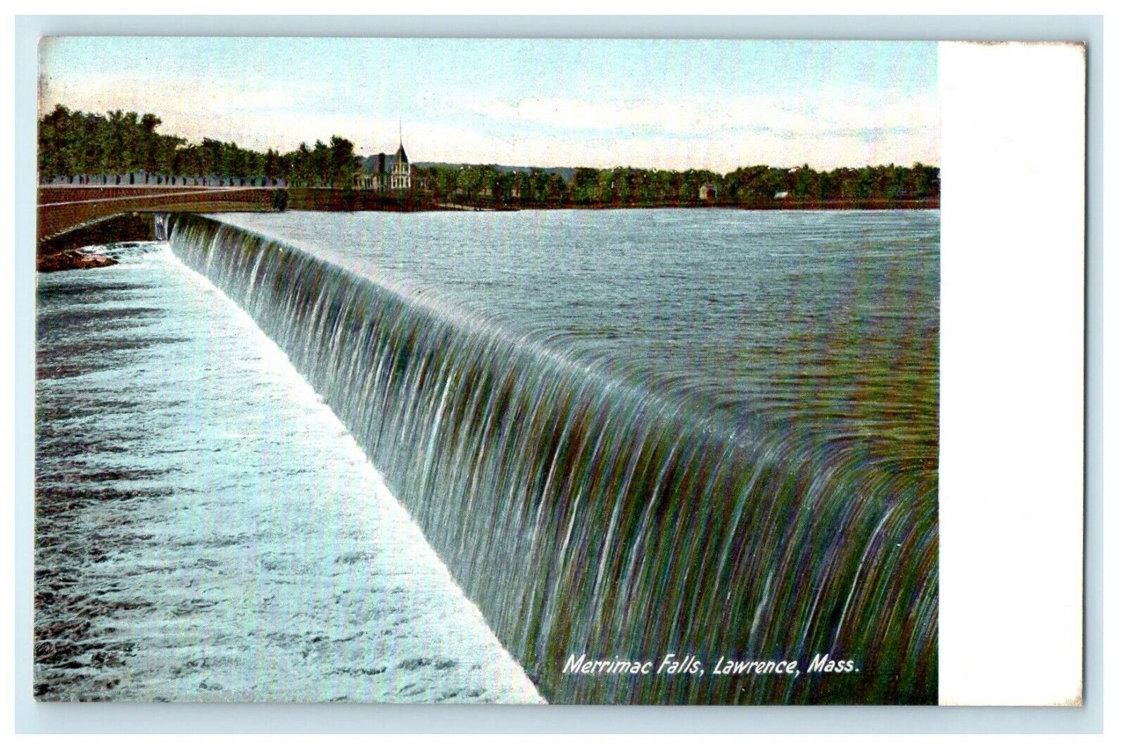 c1906 Water Flowing at Merrimac Falls, Lawrence Massachusetts MA Postcard