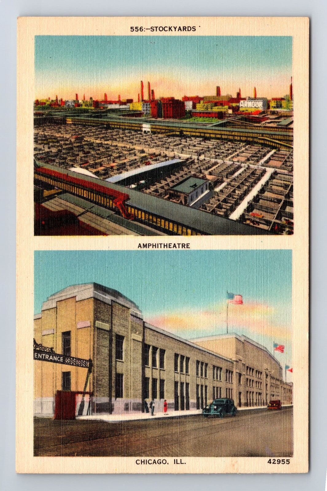 Chicago IL-Illinois, Union Stockyards, Amphitheatre, Antique Vintage Postcard