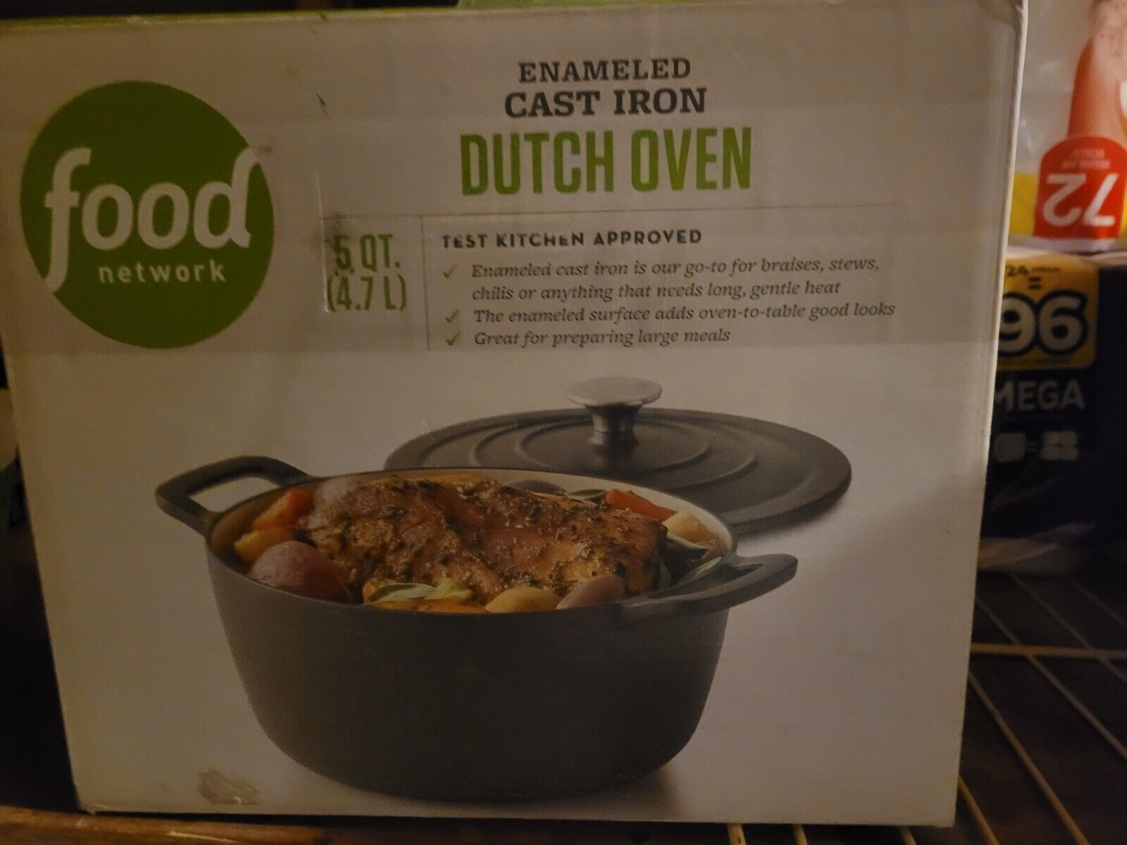 Food Network 5 qt Enamel Cast Iron Dutch Oven w/ Lid - Dark Gray - NEW