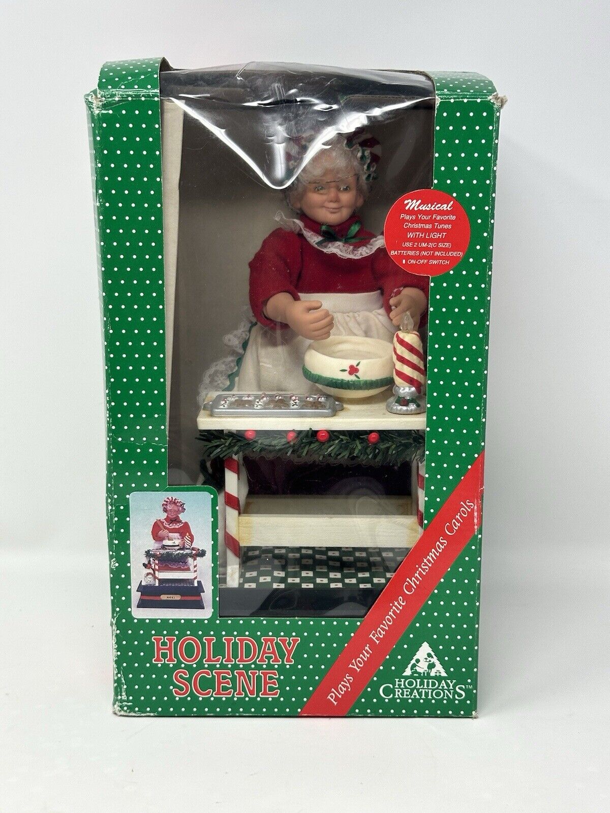 Vintage Holiday Creations Mrs. Santa Claus Baking Cookies Musical Scene 94