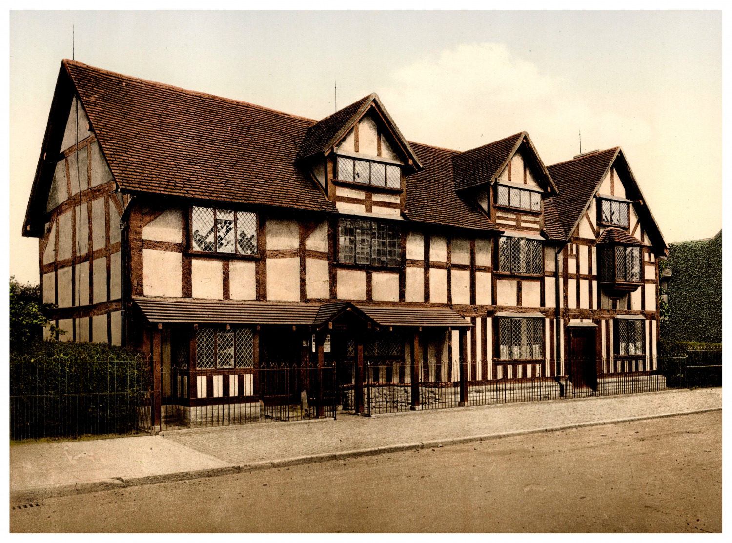 England. Stratford-on-Avon. Shakespeare's Birthplace.  Vintage Photochrome by 