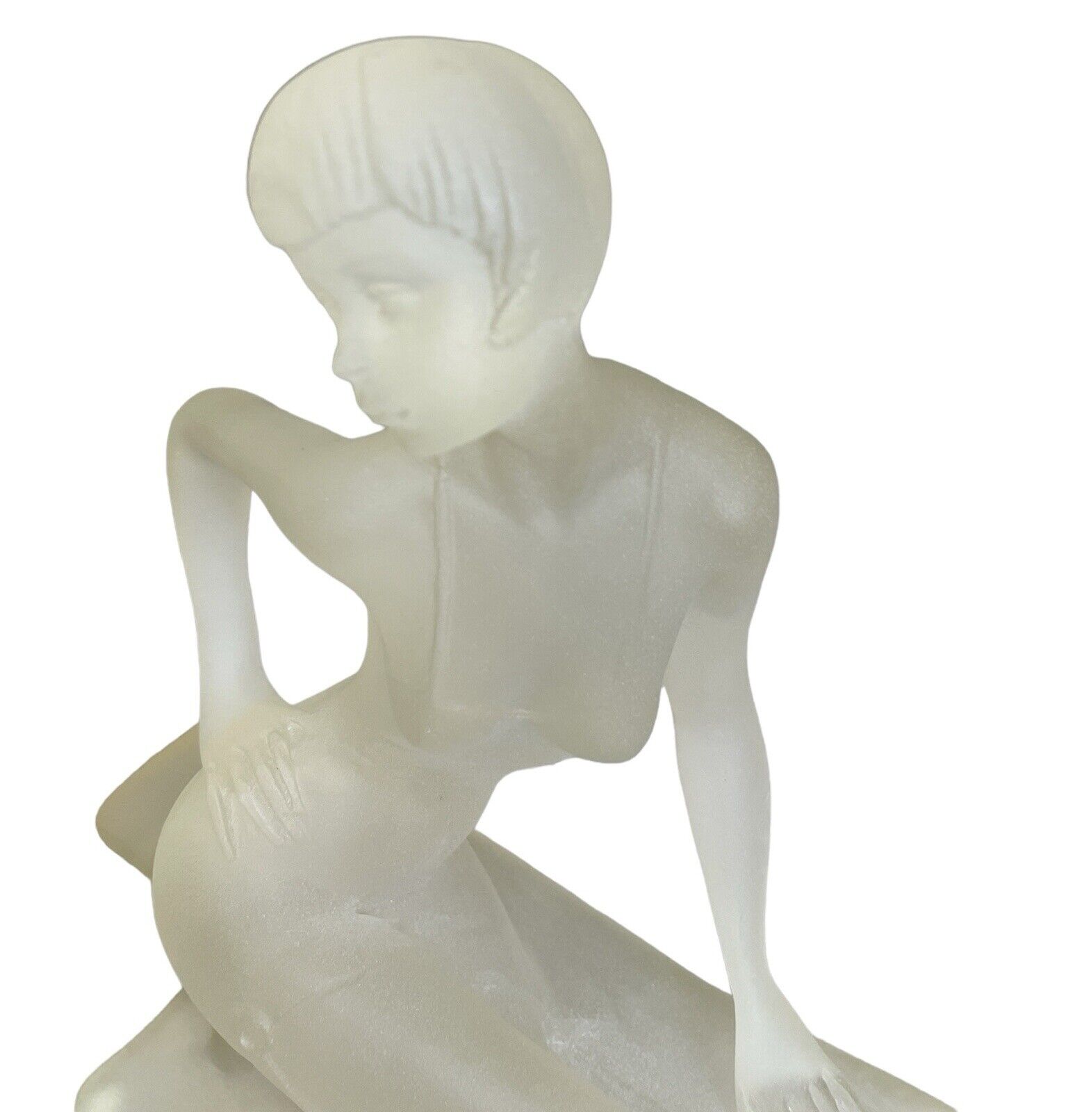 Mirage Ronkonkoma Woman Figure Art Deco Statue Frosted Acrylic Lucite Large NY