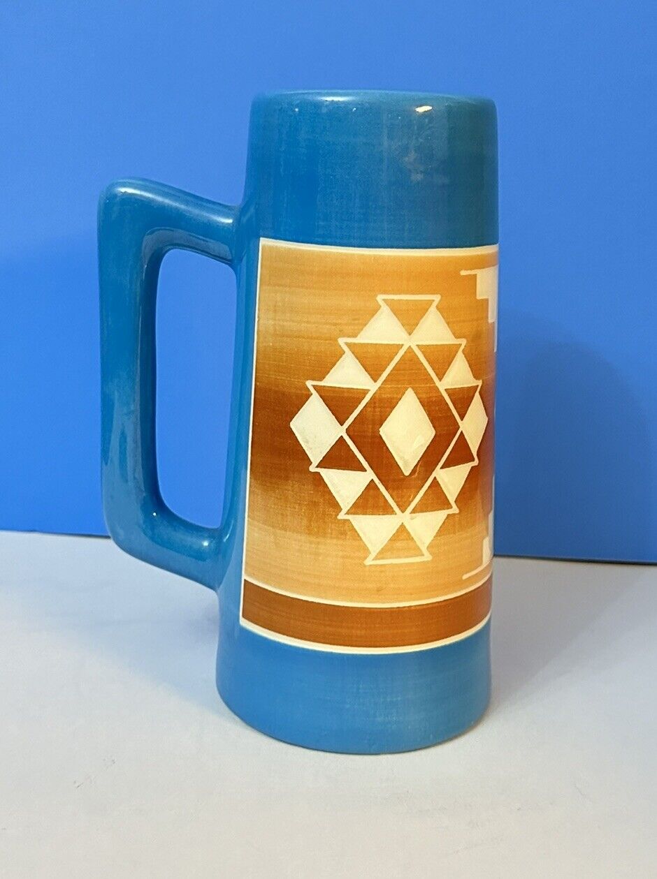 Native American Indian Lakota Sioux Pottery Ceramic Beer Stein Sign Red Feather