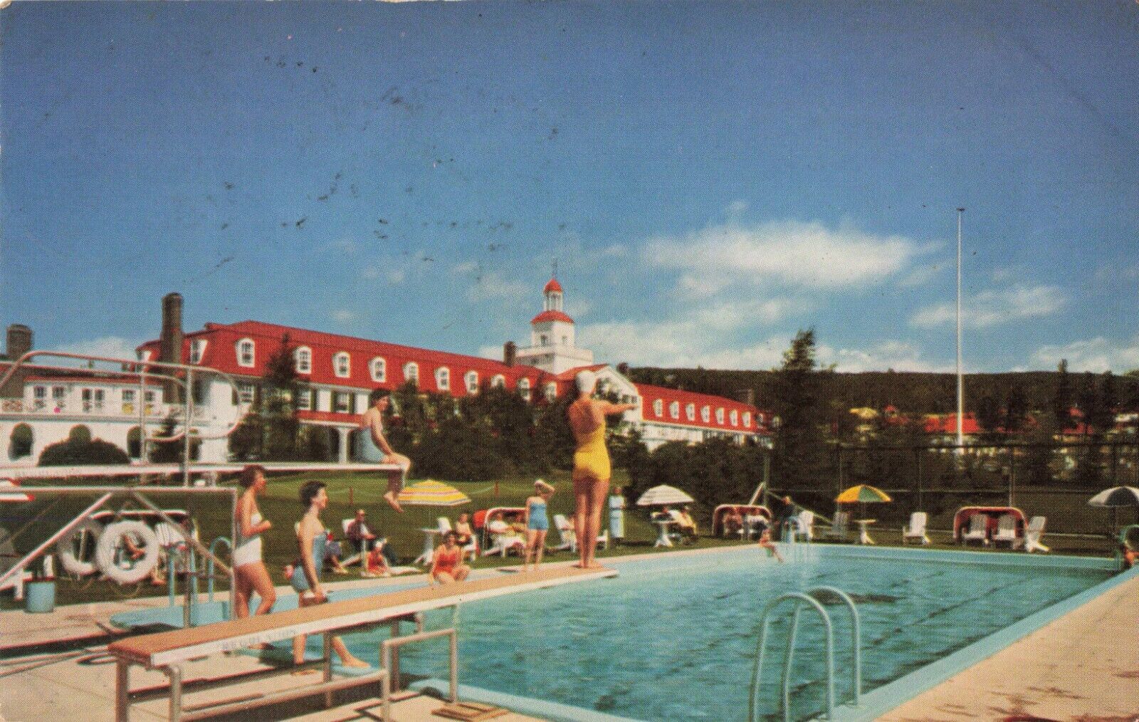 Tadoussac Quebec Canada, Hotel Tadoussac Pool Swimmers, Vintage Postcard
