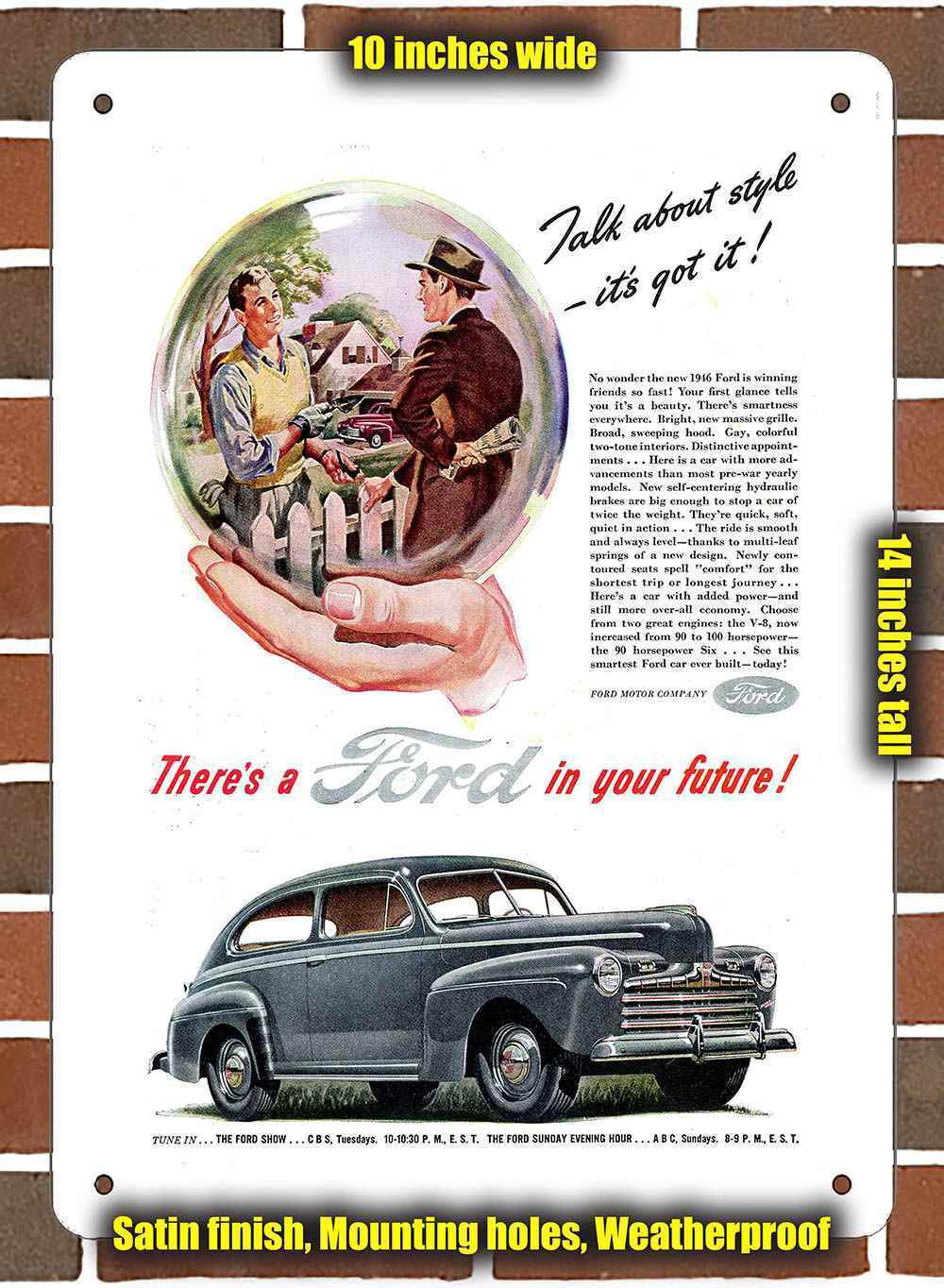 Metal Sign - 1946 Ford Super Deluxe Tudor Sedan - 10x14 inches