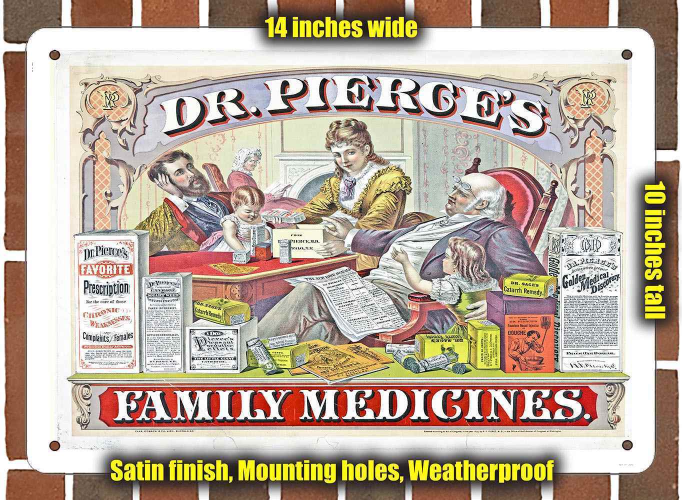 Metal Sign - 1874 Dr. Pierce\'s Family Medicines- 10x14 inches