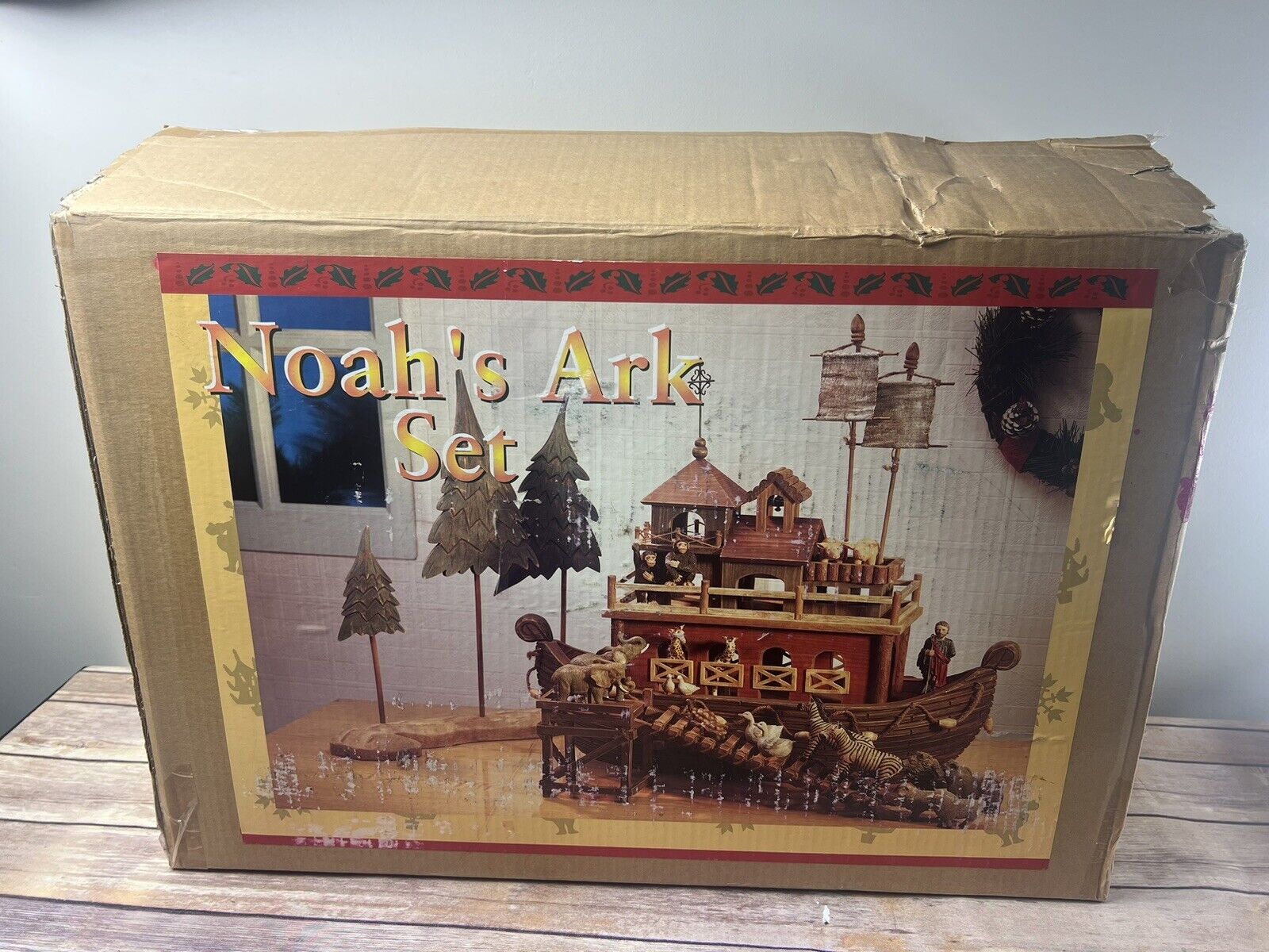 Large 24” Vintage Sam’s Club Wooden Noah's Ark Set Darling Animals & Noah NIOB
