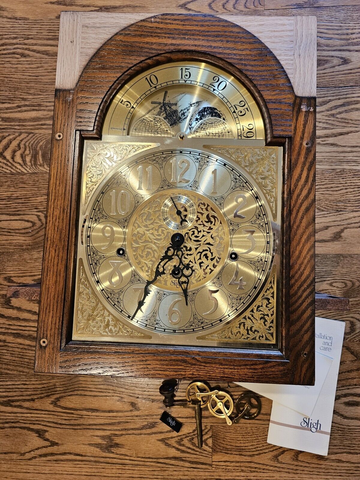 Sligh 0937-1-AB Triple Chime Grandfather Clock Dial With Kieninger 01K Movement 