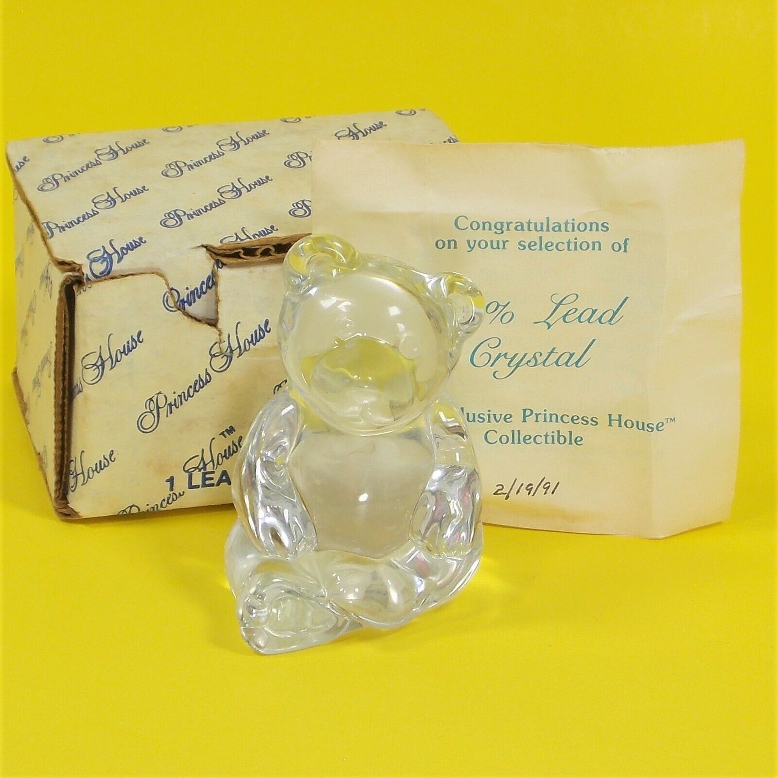 Princess House Crystal Bear Figurine Paper Weight 813 Clear