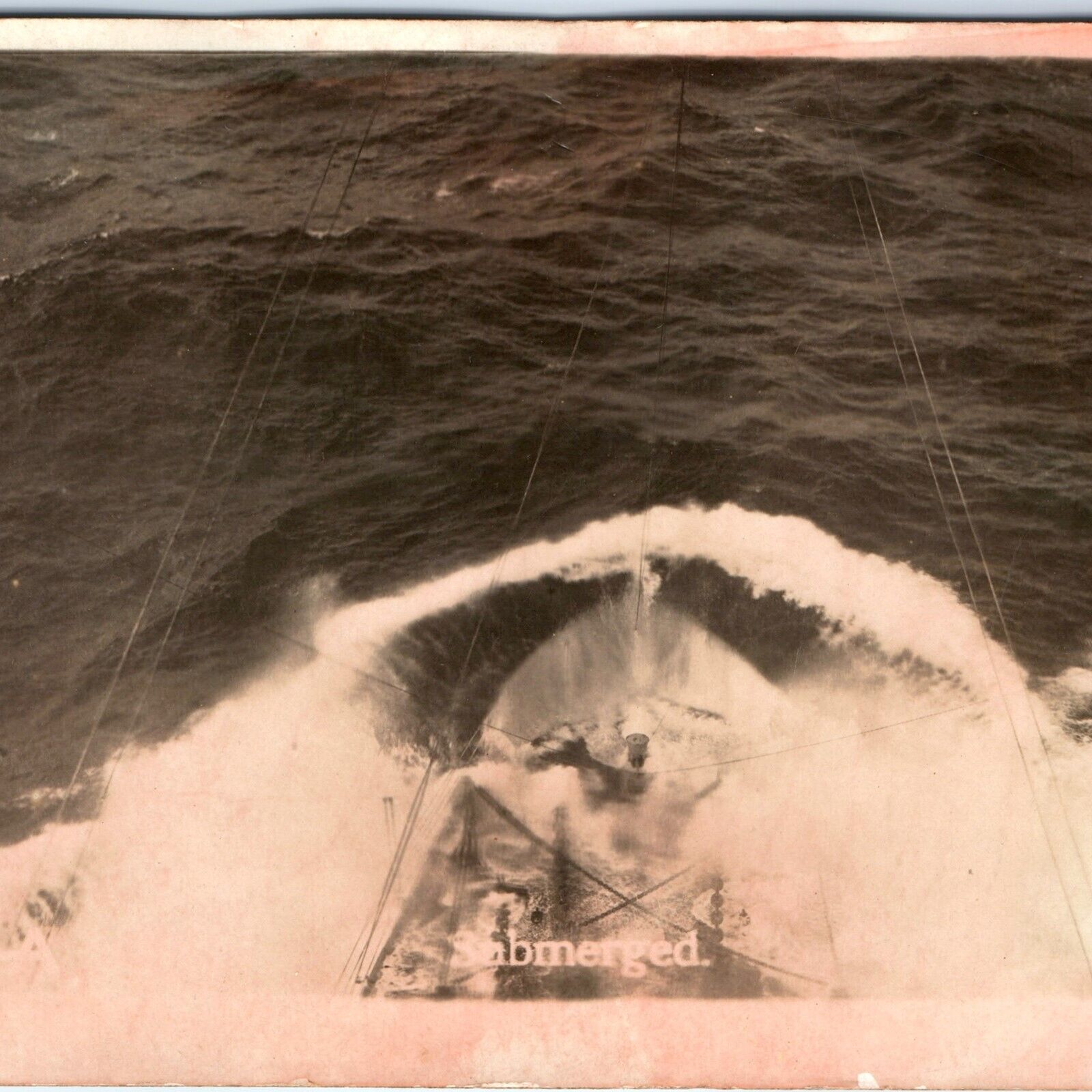 c1910s Unknown Submerged Ship RPPC APA AC-11 Steam Real Photo Postcard A102