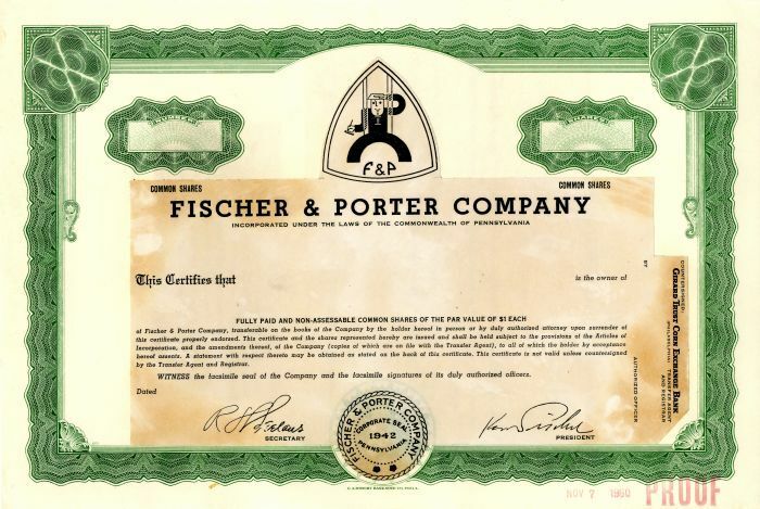 Fischer and Porter Co. - Proofs