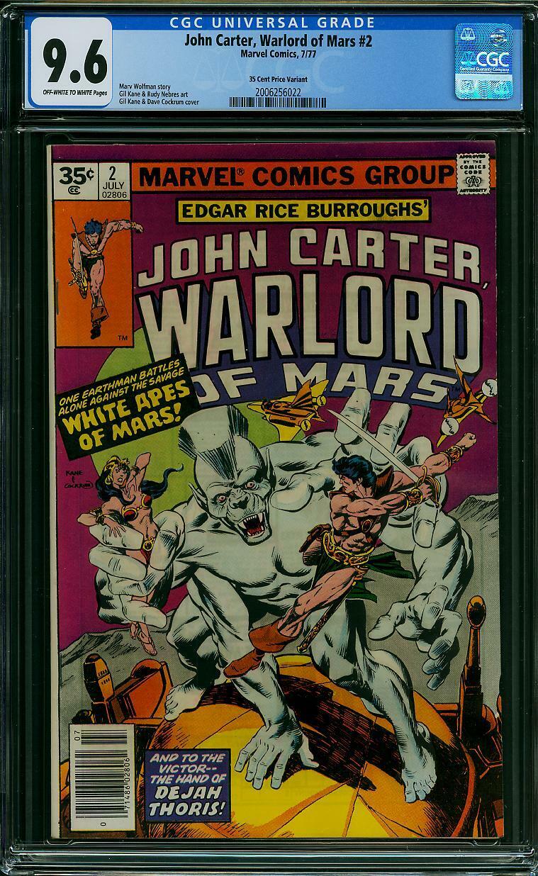 JOHN CARTER, WARLORD OF MARS #2 CGC 9.6 **35 Cent Variant**HIGHEST GRADED 1 OF 2