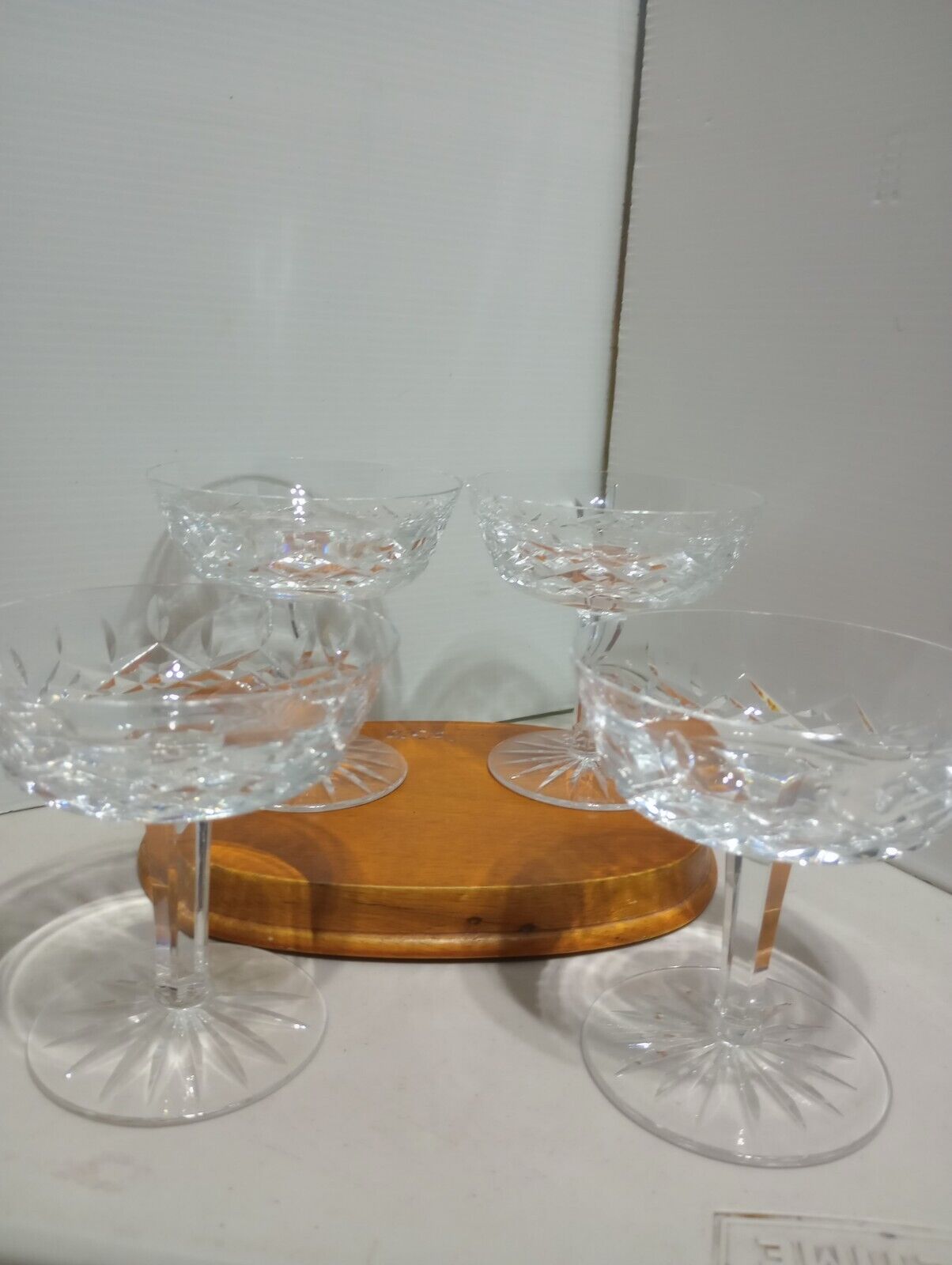 Vintage set of 4 Waterford Crystal Lismore Champagne /Sherbet Footed Glasses