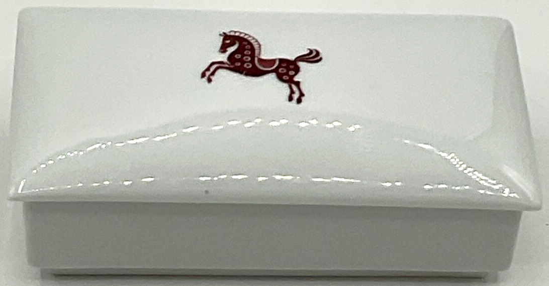 Vintage Rosenthal Selb-Plossberg Germany Porcelain Trinket Box Lid Red Horse