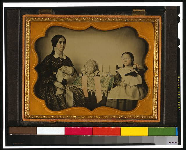 Photo:Milliner,her daughter,c1854,Working Mother,Bonnets