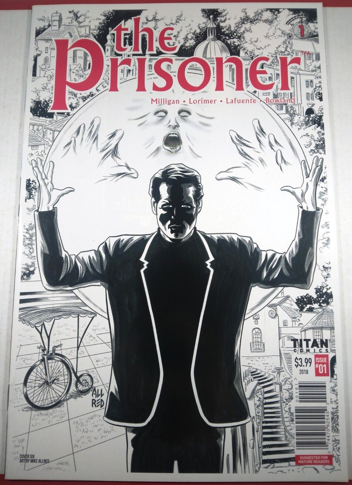 🔴🔥 THE PRISONER #1 MIKE ALLRED B&W SKETCH VARIANT F Titan Comics 2018 BBC RARE