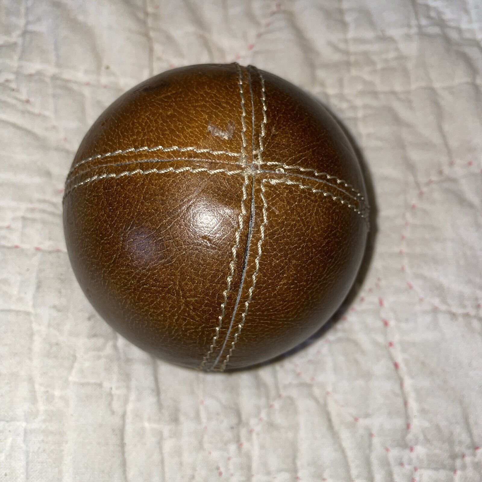 Brown Leather Decorative Ball Paperweight 