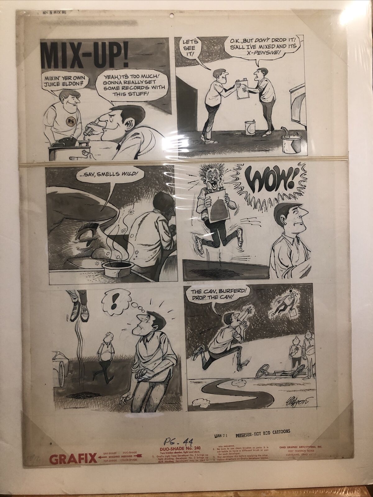 Dennis Ellefson Hot Rod Cartoon Page 44 January 71 full story six panels