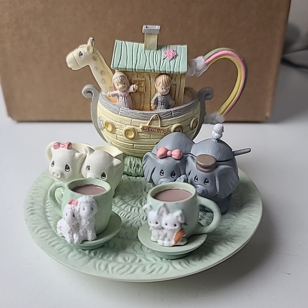 Precious Moments Noah's Ark Mini Tea Set 1996 Miniature Enesco Complete