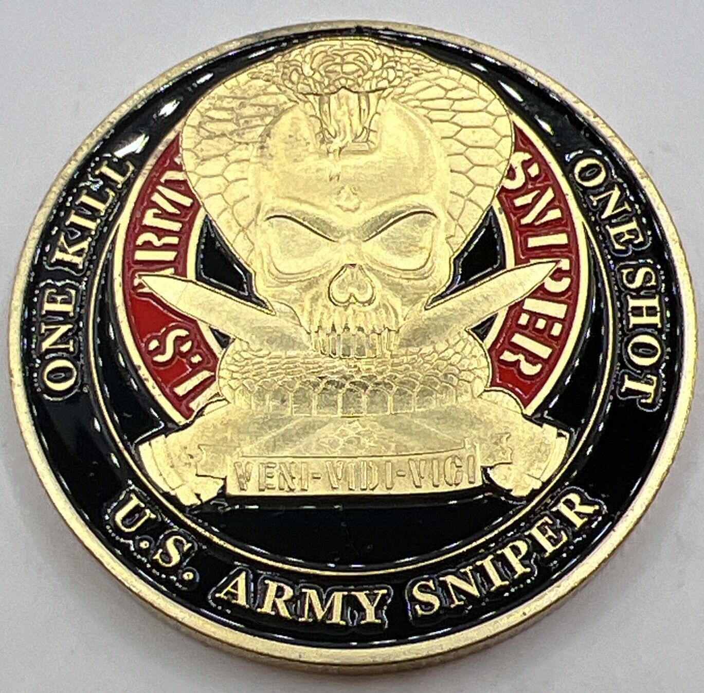 * RARE US ARMY SNIPER COIN ONE SHOT AND ONE KILL ARMY PROUD NEW-CHALLENGE COIN