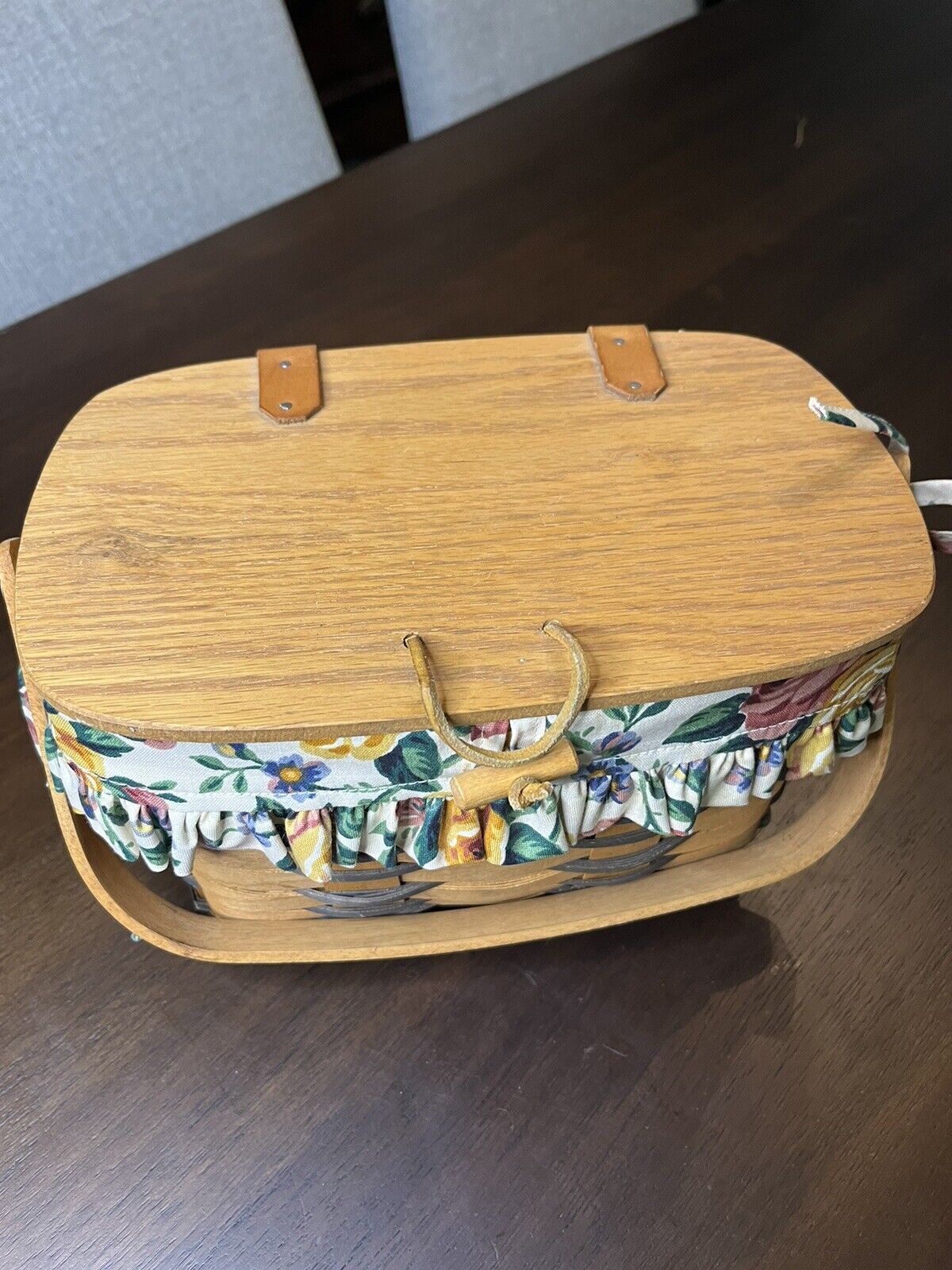 Longaberger 1995 Small Purse Basket Combo Floral Liner Protector Card