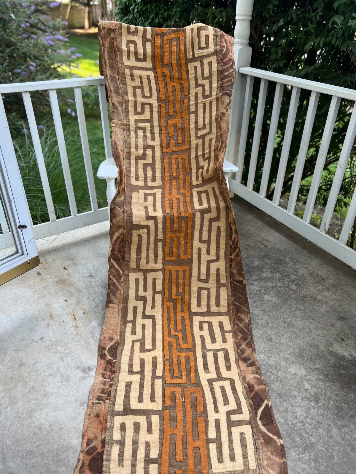 genuine 9 feet African (Congo) Kuba Raffia cloth fabric, natural woven handmade