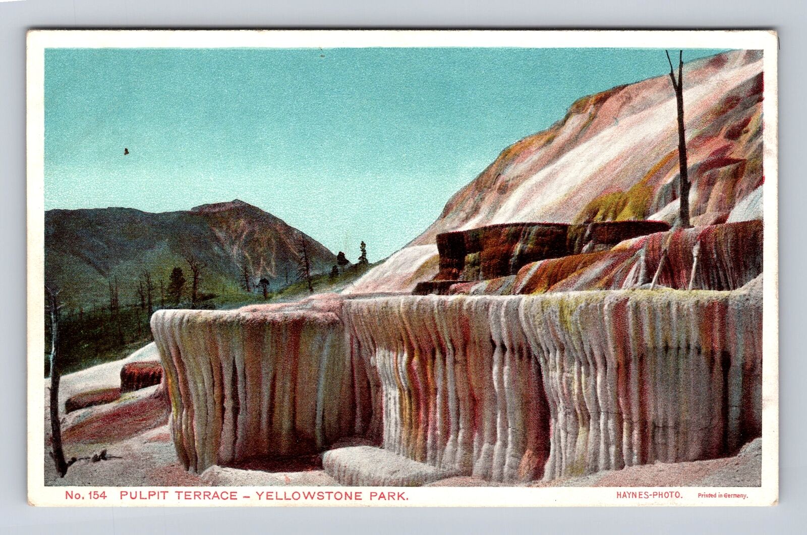 Yellowstone National Park, Pulpit Terrace, Series #154, Antique Vintage Postcard