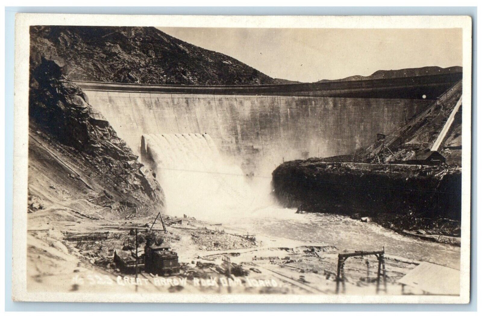 c1910's Great Arrow Rock Dam Idaho ID Waterfalls RPPC Photo Antique Postcard