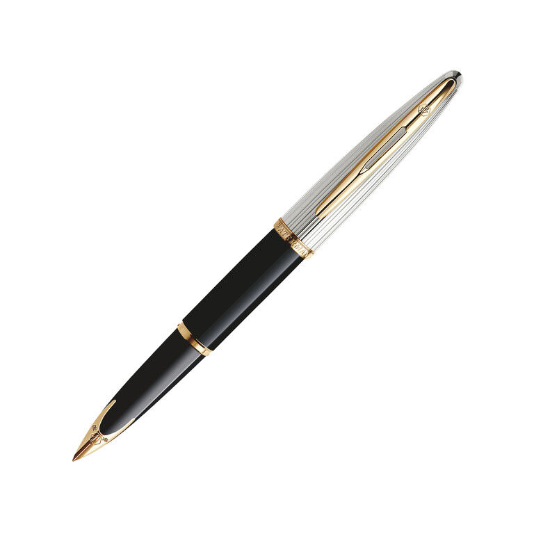 Waterman Carene Fountain Pen Deluxe Black Gold Trim Fine Point - S0699920 - New