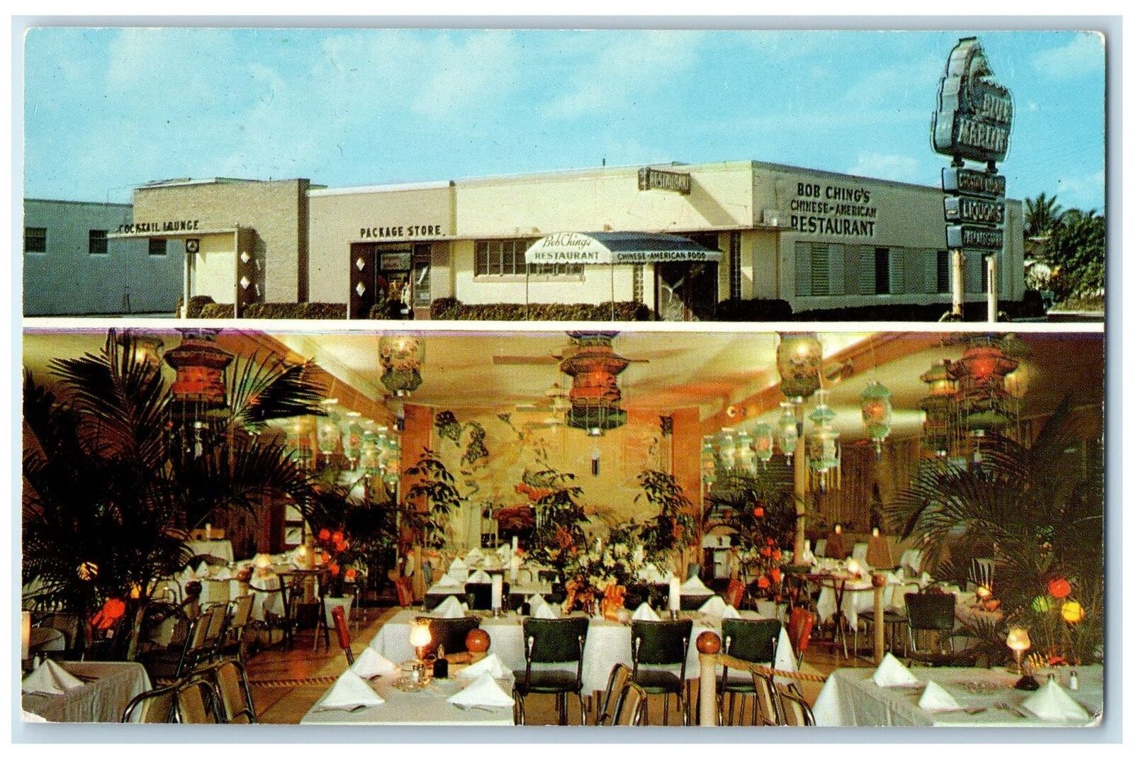 c1950's Bob Ching's Restaurant Multiview Dining Lake Worth Florida FL Postcard