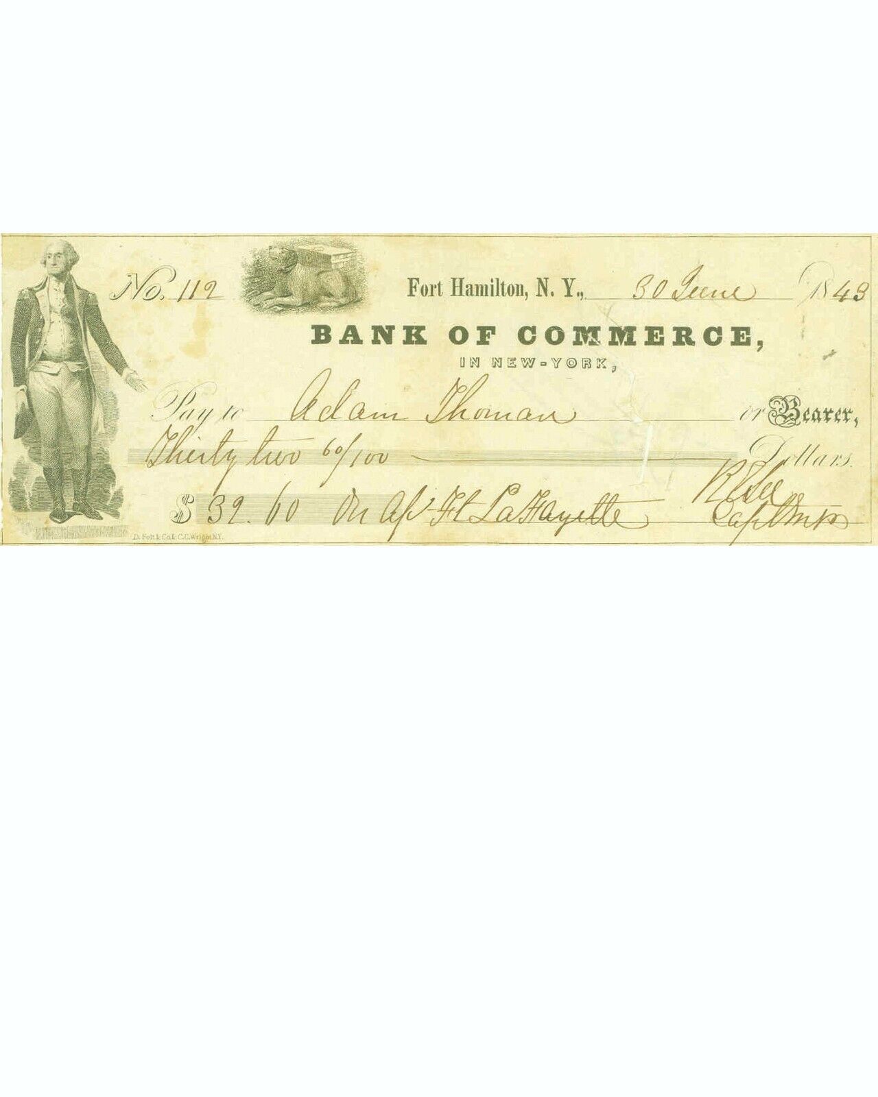 Robert E. Lee Reproduction Cancelled Check and 8 x 10 Photo 