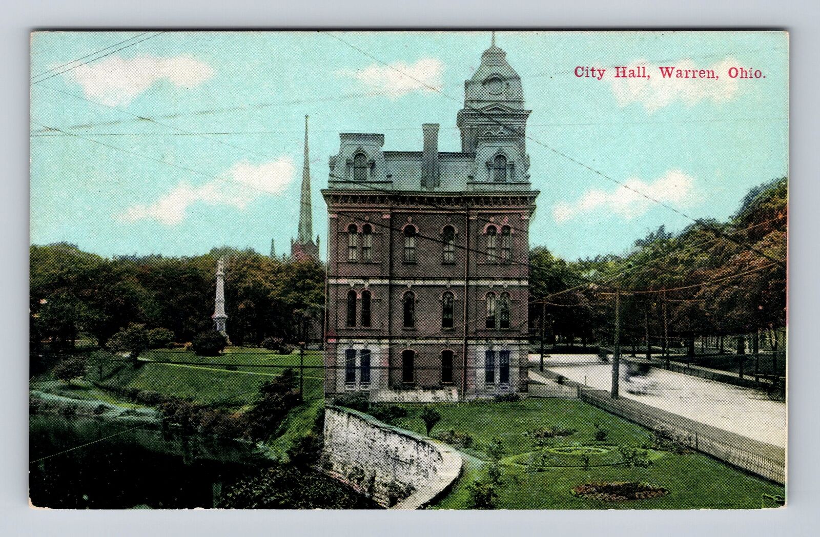 Warren OH-Ohio, City Hall Antique, Vintage Postcard