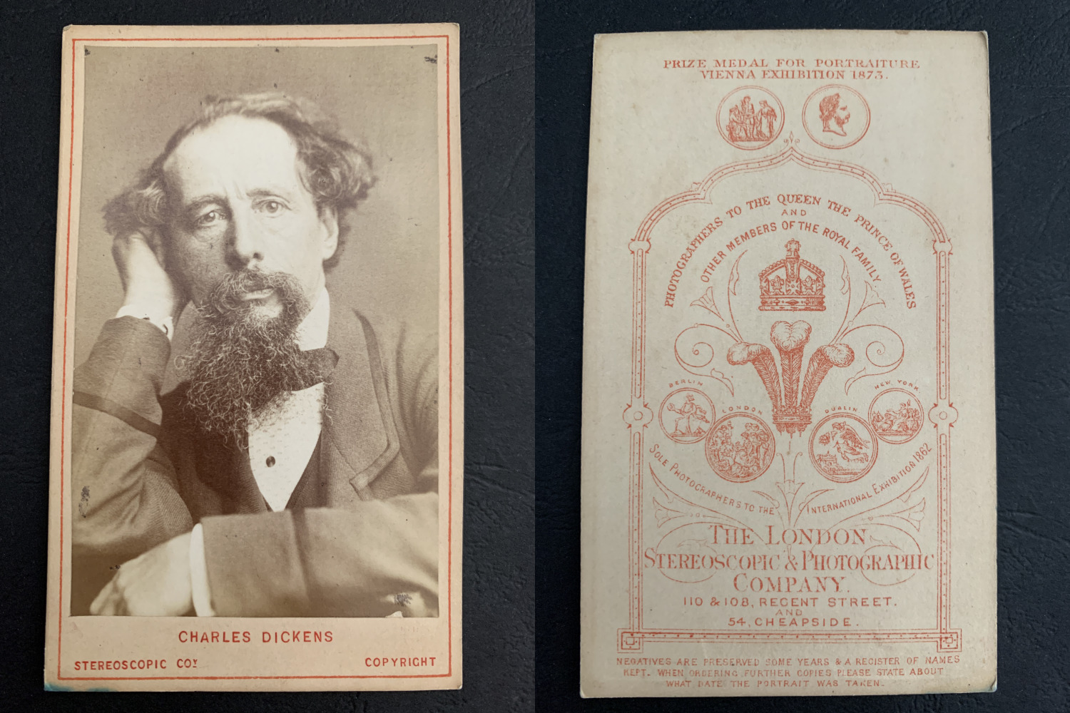 The Novelist Charles Dickens Vintage CDV Albumen Print.Charles John Huffam Dic