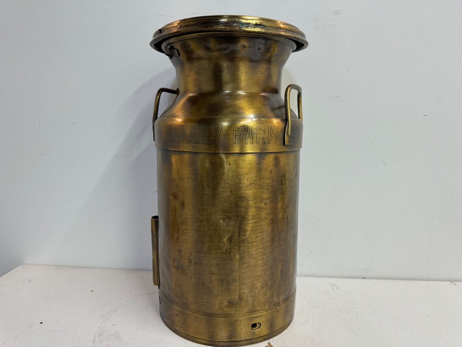 Vintage Possibly Antique Valley Farm Brass Large Milk Container