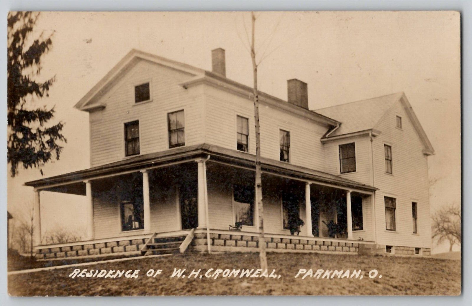 Residence of W.H. Cromwell, Parkman OH Ohio, RPPC Vtg Real Photo Postcard c1910