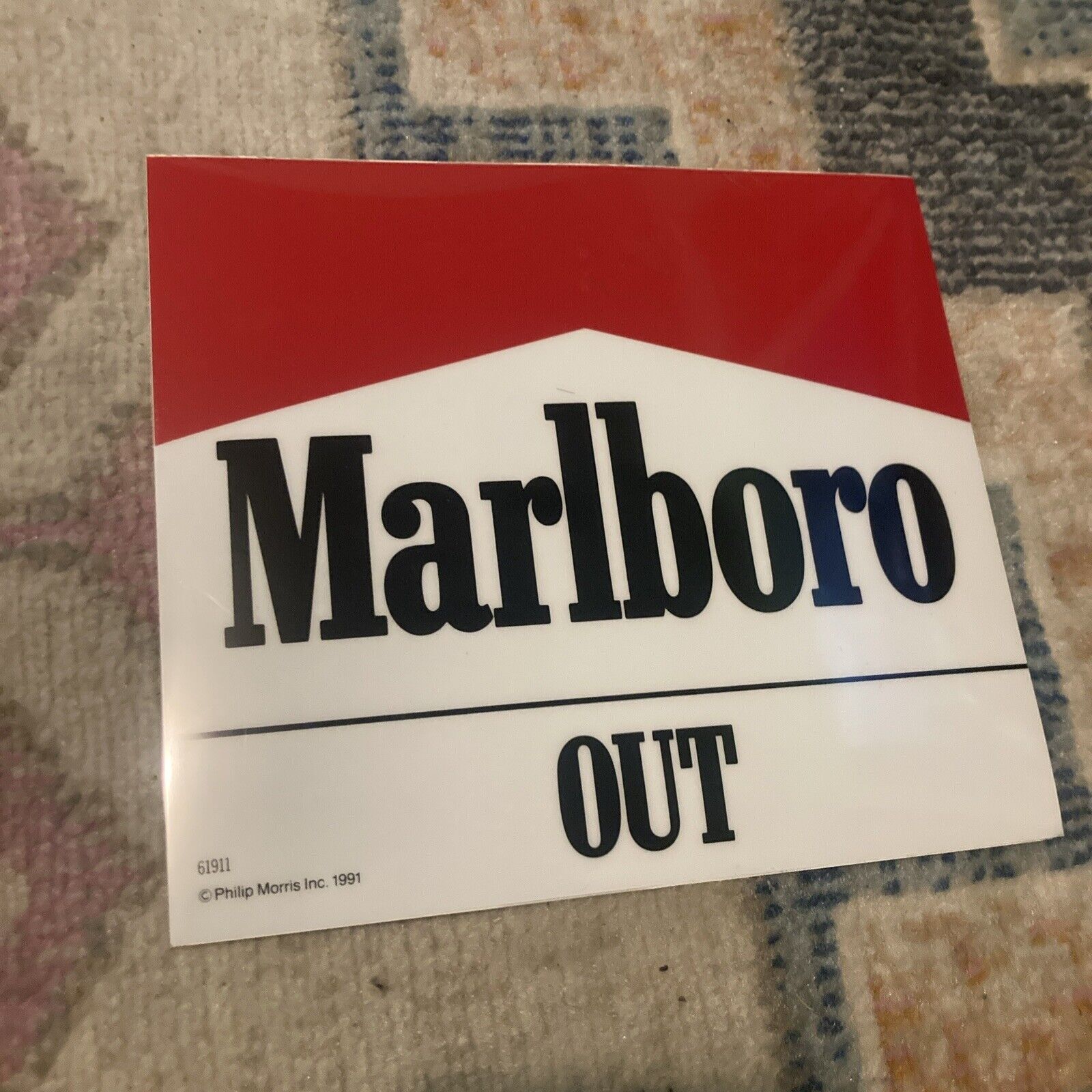 1991 New Vintage Marlboro Advertisement Sign For Door In/Out Sticker