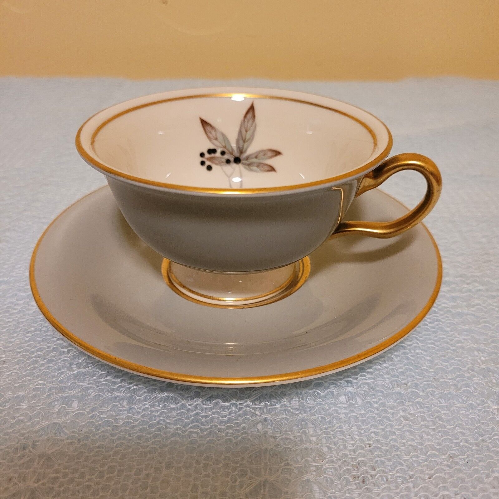 USA Castleton China Woodmere Tea Coffee Cup Saucer Set Vintage 