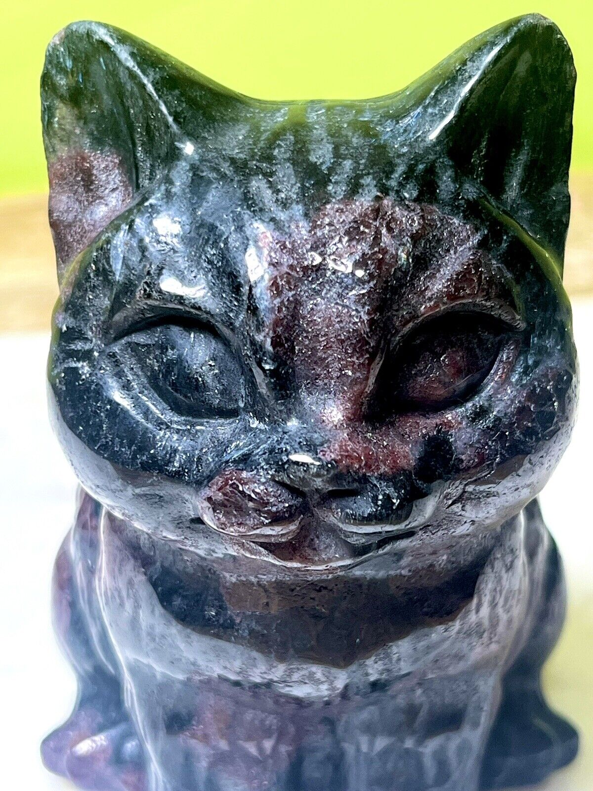 Gorgeous Garnet Cat Carving - 1.9lbs