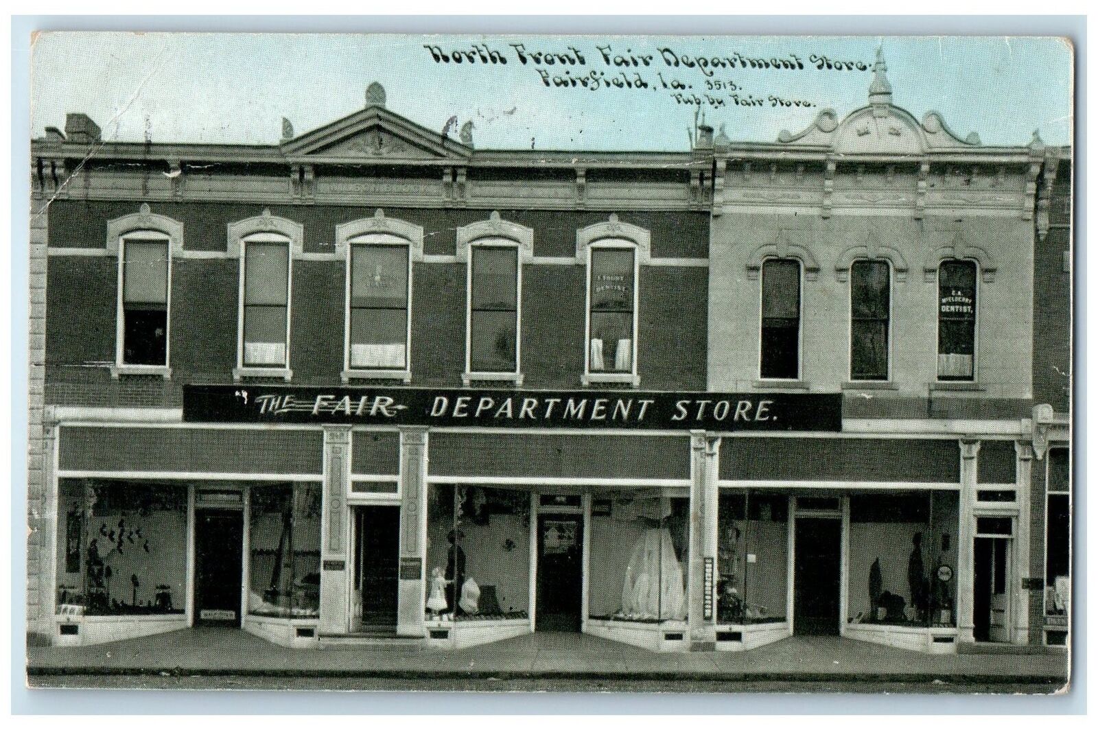 1909 North Front Fair Department Store Shopping Building Fairfield Iowa Postcard