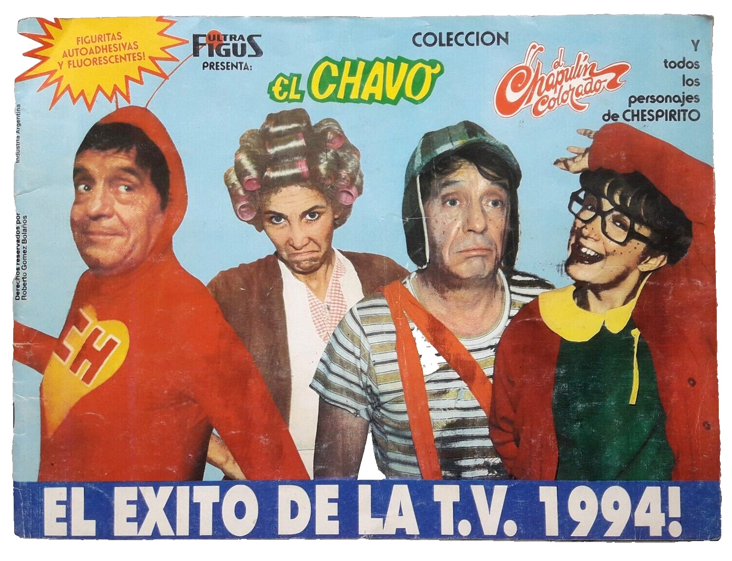 Vtg 1994 Chavo del 8-Chapulin Colorado Ultra Figus Argentina Sticker Album Read