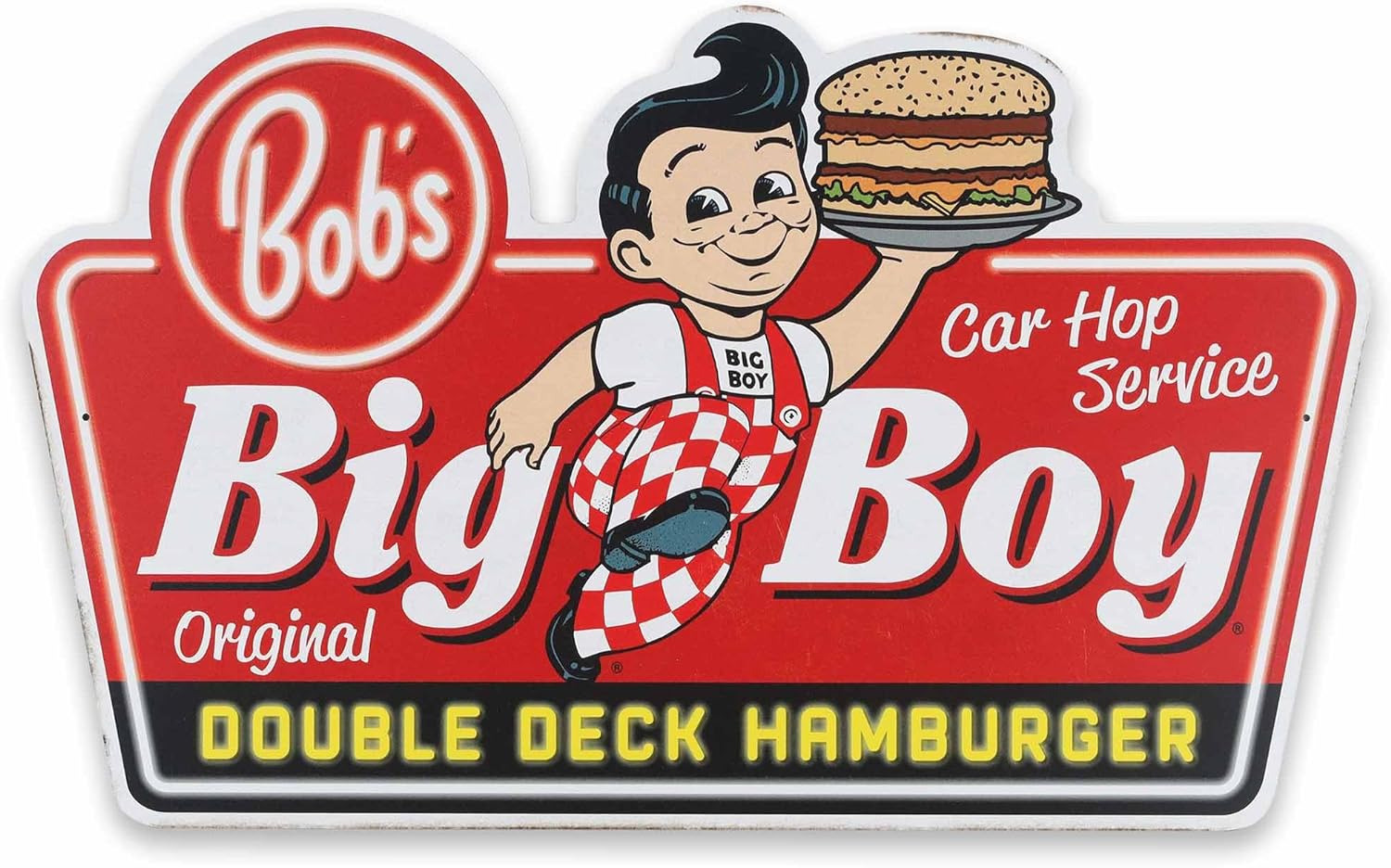 Bob'S Big Boy Double Deck Hamburger Metal Sign - Vintage Bob'S Big Boy Wall Art 