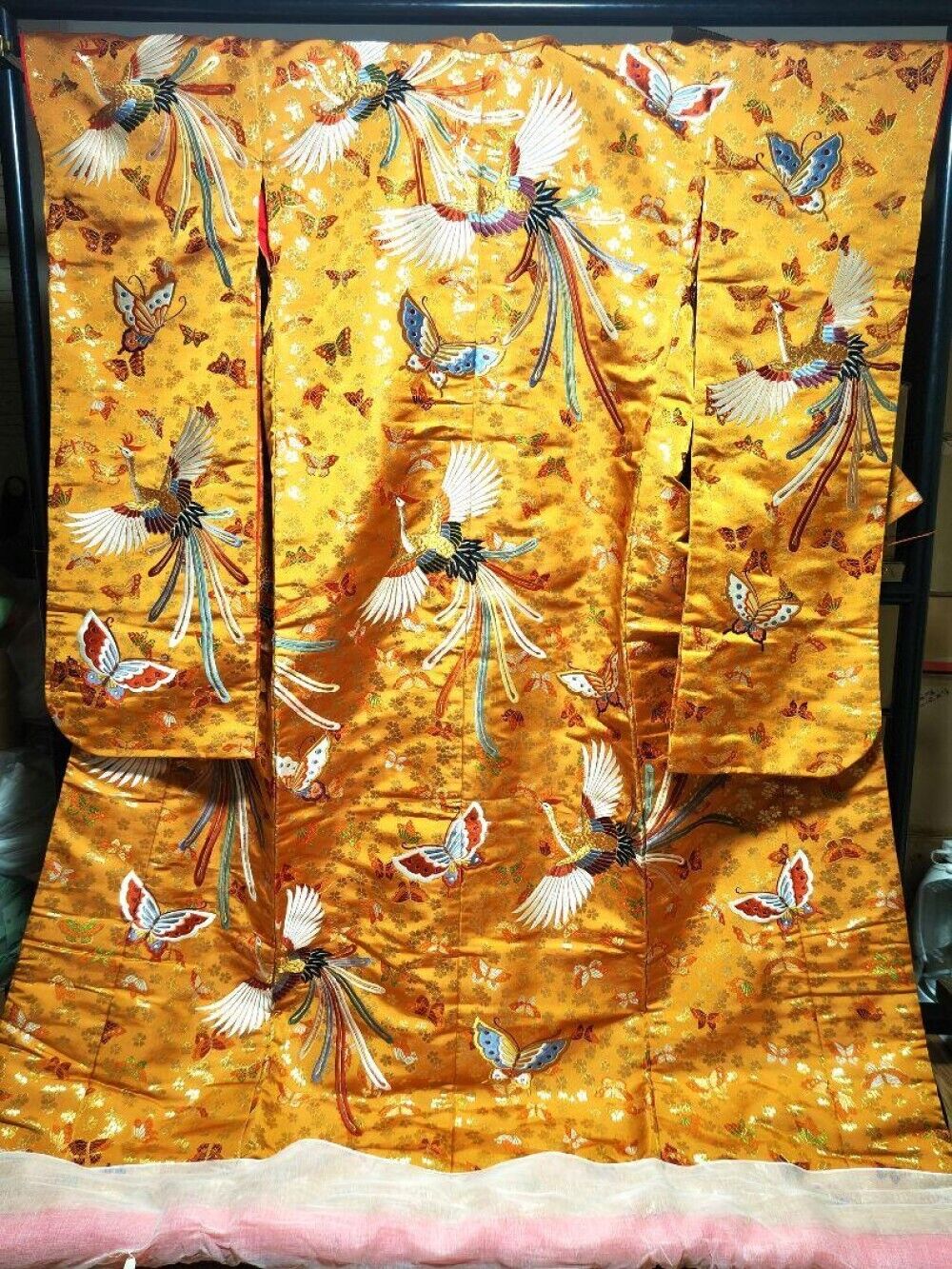 Iro-uchikake Kimono Bridal Pure silk gold Peacock butterfly cherry blossom