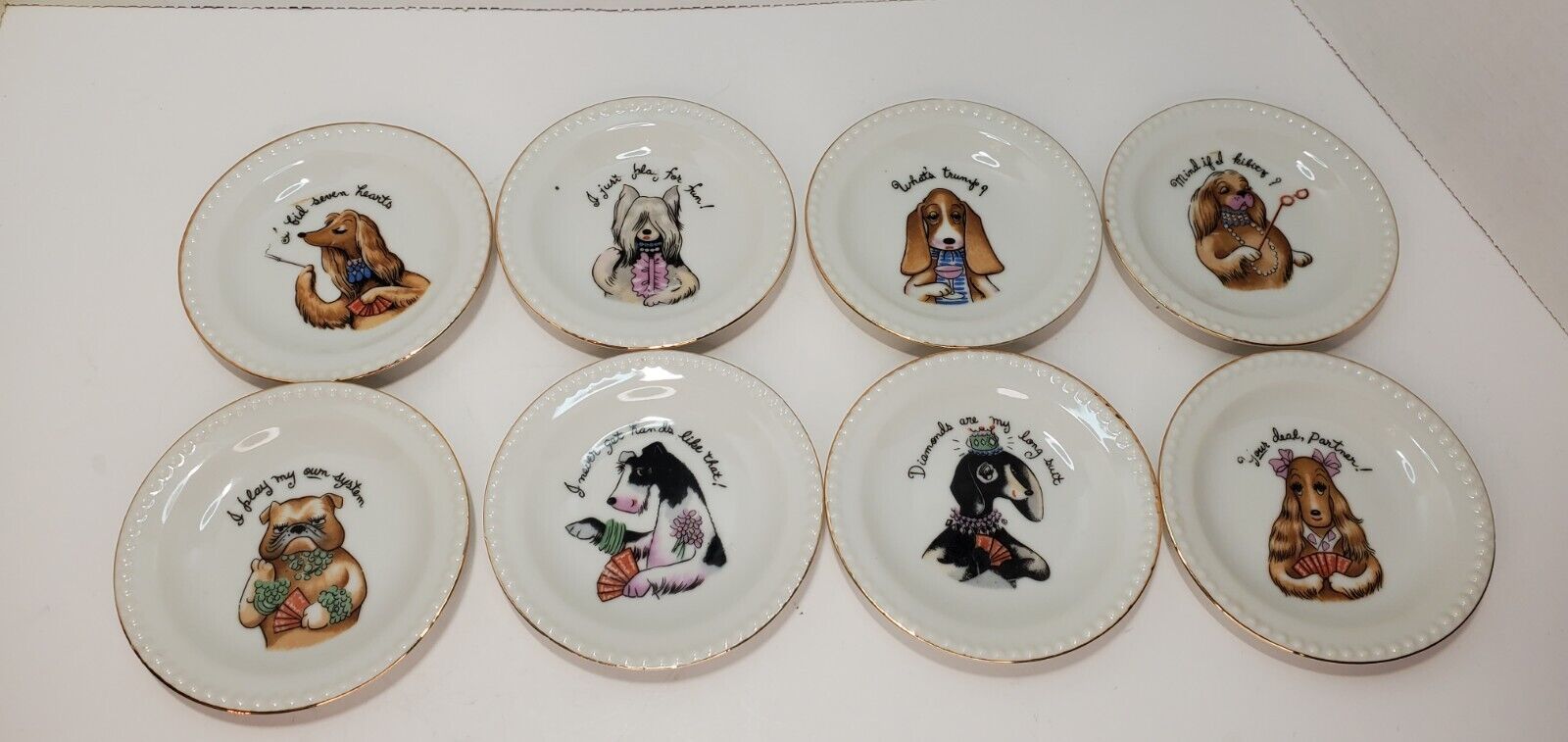 8 Hand Painted Lenwile Ardalt Dogs Coaster 4\