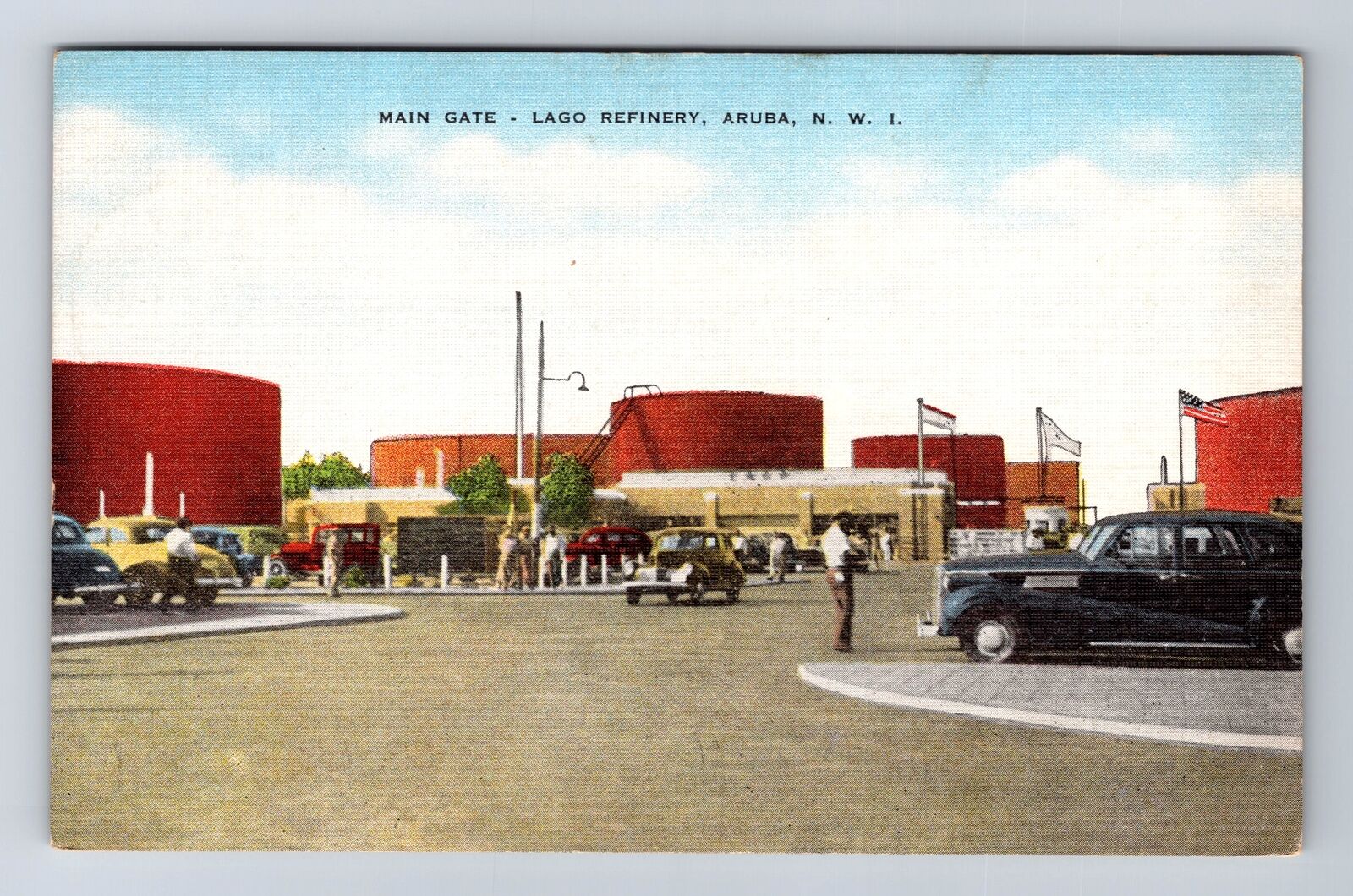 Aruba Netherlands West Indies, Main Gate, Lago Refinery, Vintage Card Postcard