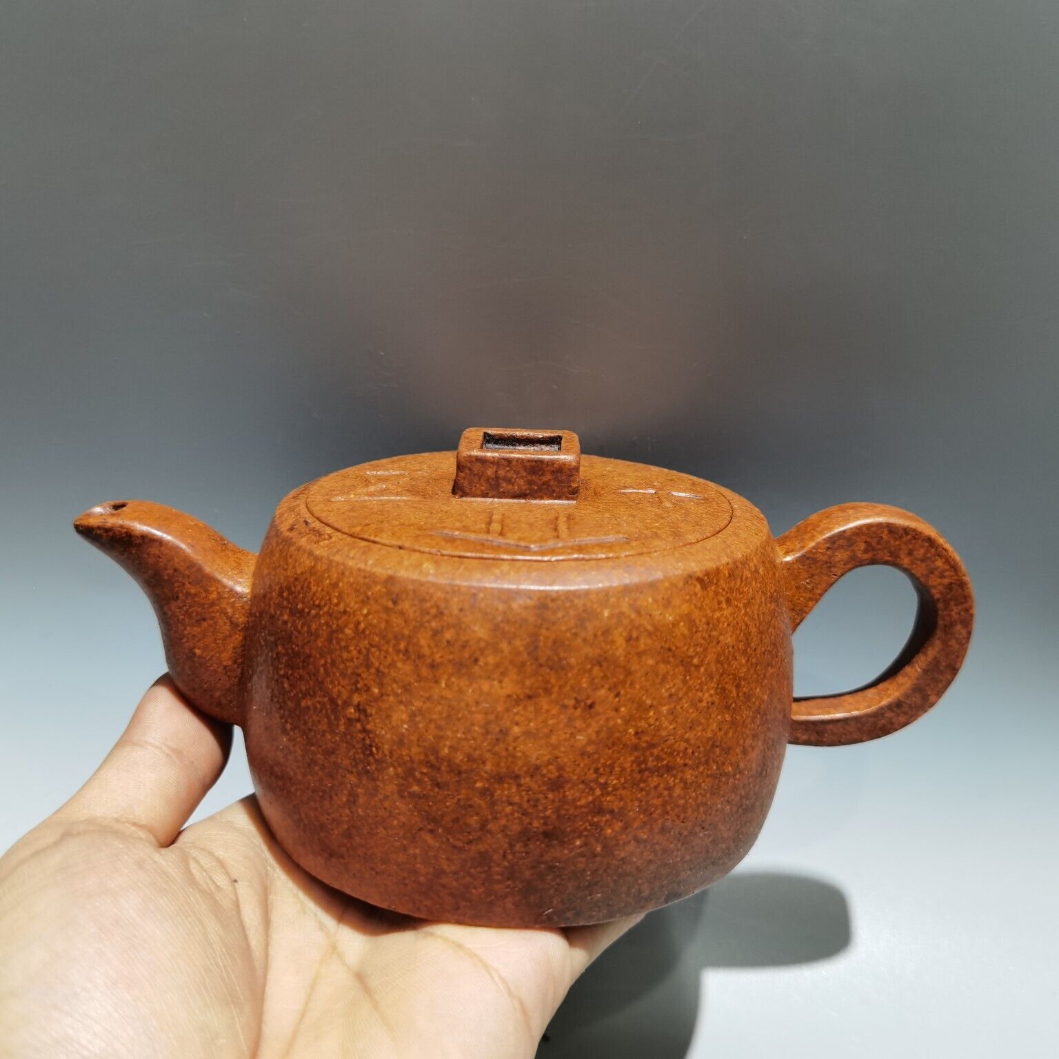 7″ China Yixing Zisha Clay handmade copper coin Kung Fu tea Health Teapot 420ml